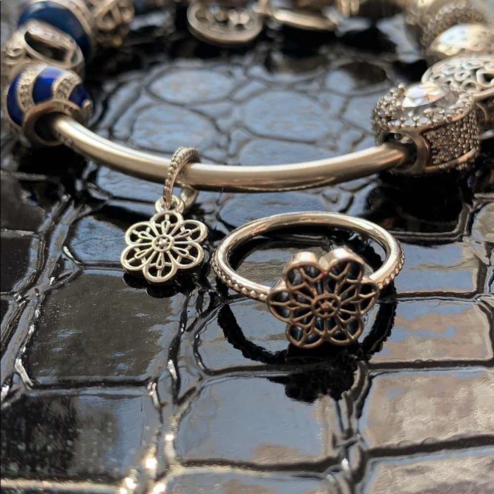 Pandora ring and charm, 4.5
